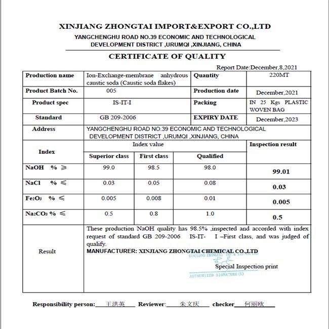 GB209-2018 NaOH Temperatura wrzenia sody kaustycznej 1390C Rozpuszczalny w wodzie do produkcji papieru